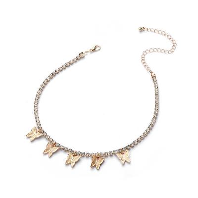 China CLASSIC Cuban Chain Anklet Foot Jewelry Gold Plated Bling Link Chain Butterfly Anklet for sale