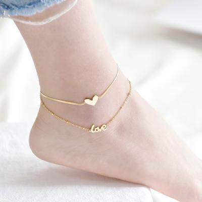 China CLASSIC Snake Chain Charm Butterfly Heart Love Anklet For Women Jewelry Gifts Multilayer Gold Plated Anklet Chain for sale