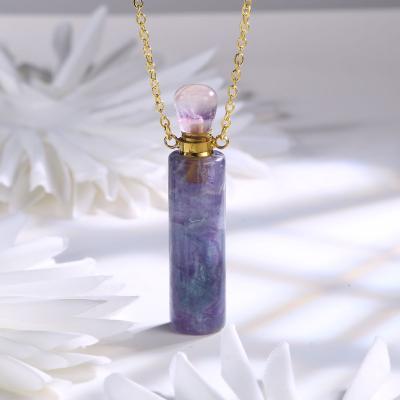 China FASHIONABLE Yellow Crystal Pendant Necklace Amethyst Essential Oil Bottle Crystal Therapy Jewelry for sale