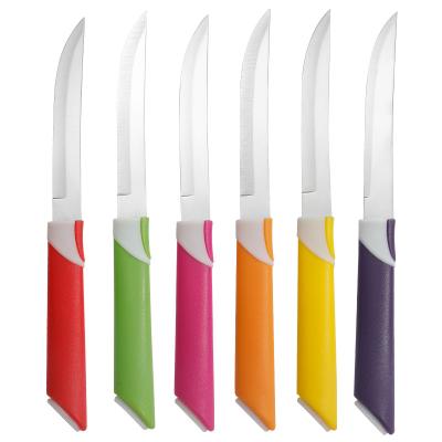 China Kitchen Cutting Real Foods Maker Steak Knife Set In Colored PP Handle for sale