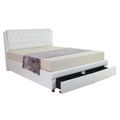 China Comfortable Modern Bedrooms General Use Malaysia Double Wood Faux Leather Bed With Drawers For Hotel Furniture for sale