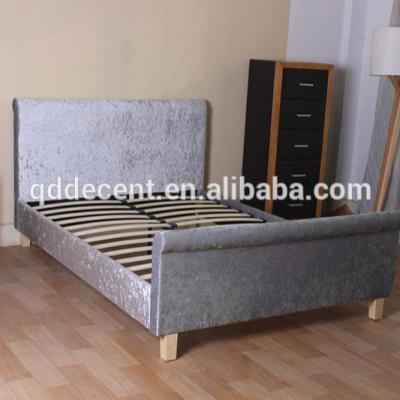 China 2017 latest fashion bed tops design castle style soft velvet furniture crushed sleigh bed for sale