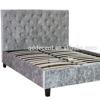 China Soft Bed Crushed Velvet Bed Silver Bedroom Nepal Wooden Furniture for sale