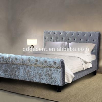 China Crystal Bed Design Soft Bed Crushed Velvet Upholstered Antique Furniture Poland for sale