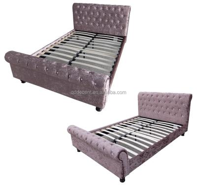 China Soft Modern Wooden Bed Headboards Adult Sized Crystal Bed Rose Gold Furniture for sale