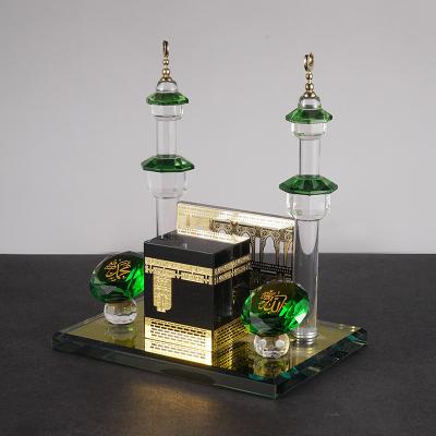 China Muslim Islamic Gifts Holy Crystal Model Of Kaaba With Diamond Shaped Clock Muslim Kaaba Clock Tower Model Souvenir for sale