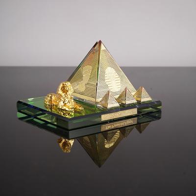 China New Arrival K9 Crystal Egyptian Pyramid Sphinx 3D Islamic Colorful Pyramid Model For Home Decoration for sale