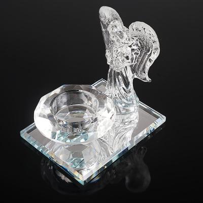 China Home Decoration Crystal Glass Candle Holder Candlestick Newcomer Romantic Candlelight With Jesus Statue for sale