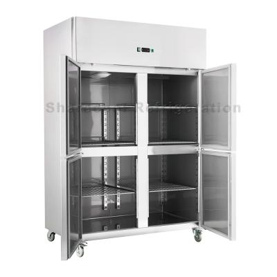 China Food Grade Stainless Steel Vertical Freezer Fan Cooling Upright Chiller 4 Door for sale