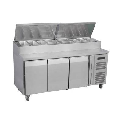 China material de acero inoxidable refrigerado puerta 304 de la tabla de la preparación de la pizza 220V 3 en venta