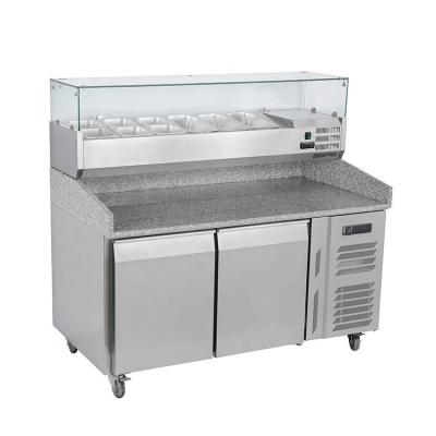 China Tabla refrigerada superior de mármol 260L de la preparación de la pizza con el bufete de ensaladas en venta