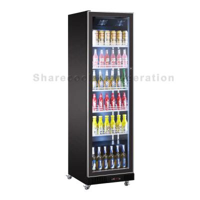 China Width 600mm Fan Cooling Glass Door Upright Refrigerator Drink Display Fridge for sale