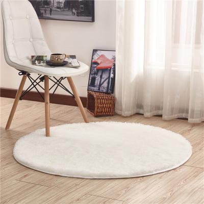 China Non-slip Shag Rug Blankets Living Room Rounded Floor Fluffy Fuzzy Carpet Solid Color Circular Soft Hairy Rug Blanket for sale