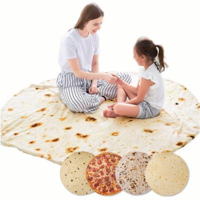 China PORTABLE Hot Amazon Sale Novelty Fleece / Velvet Plush Burrito Blanket Large Flannel Around Tortilla Pizza Pancakes Throw Blanket Custom for sale