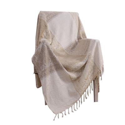 China Dulcis PORTABLE Morandi 150*190cm and 210*250cm Size Woven Chenille Throw Couch White Bohemian Blanket With Tassel for sale