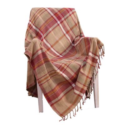 China PORTABLE Polyester Tartan Dulcis Chenille Throw Blanket Travel Lightweight Bed Sofa Soft Woven Throw Blanket With Tassels for sale