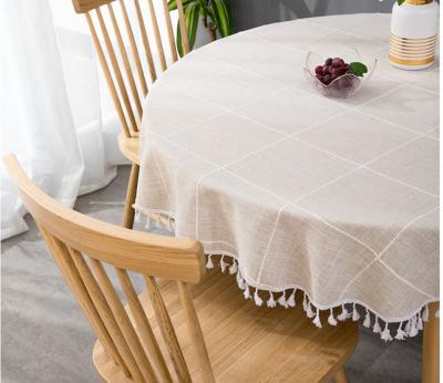 China Factory waterproof round cotton tablecloth polyester table cover thick tea linen tablecloth for party home wedding for sale