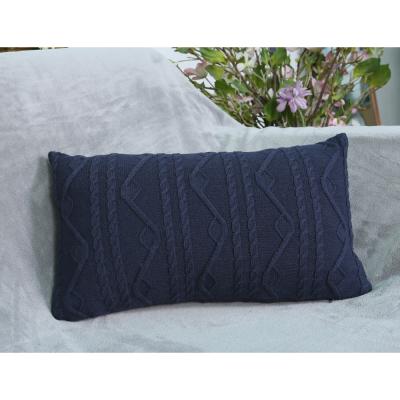 China Custom New Anti-Static Hot Sale High Quality Cotton Soft Kniited Pillow Case Cushions Covers Geometric Navy Blue For Sofa Decor 30x50cm for sale