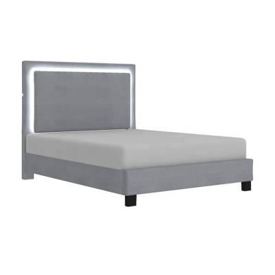 China Low Profile Modern Upholstered Platform Led Bed for sale