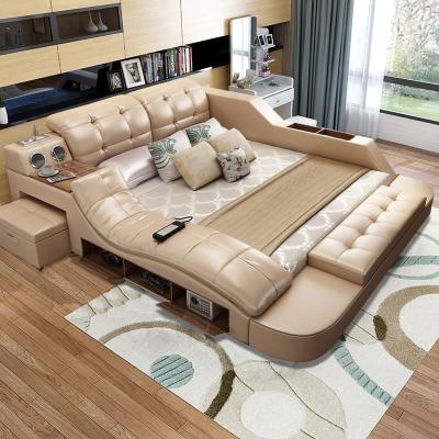 China SMART BED Modern Leather Storage Multifunctional Smart Bed With Massage And Speaker Functions for sale