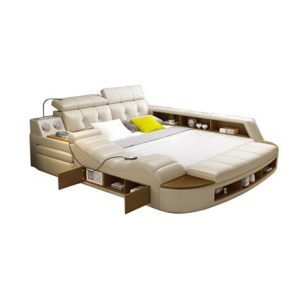 China Convertible Bedroom Furniture King Double Size Luxury Modern Design Tatami Multifunction Leather Bed for sale