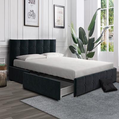 China 2019 New Storage King Queen Single Size Upholstered Storage Bed With Drawers for sale