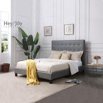 China The Queen Simple Cozy Gray Leather Upholstered Platform Bed normal for sale