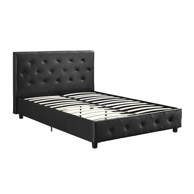 China Custom King Queen Double Size Soft Modern Upholstered Wooden BedFrame for sale