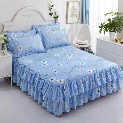 China Lace Home Set Covers Double King 100% Polyester Home Sheet Hotel Purple Fitted Queen Size Cotton Bed Skirt for sale