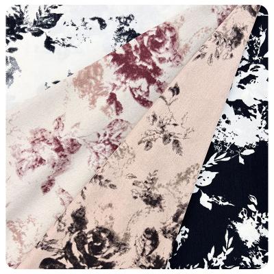 China Floral 100% Polyester Chiffon Fabric Wrinkle Resistant Korean Print Velvet Chiffon Ladies Dress Shirt for sale