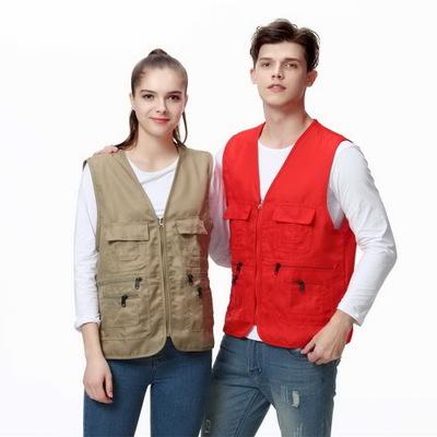 China Men's Photography Pocket Workwear Custom Voluntary Printing Logo Anti-Shrink Multi Vest Advertising Fishing Vest for sale