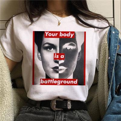 China Online Custom Printing New Summer Casual Style Anti-shrink Rib Collar Blank Women's T-shirt Customized for sale