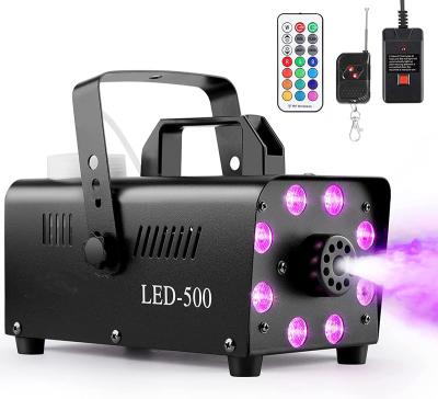 China New Remote Control Colorful RGB Stage Smoke Machine LED 500W Smoke Machine Halloween Party Disco Stage Lighting 0.4L for sale