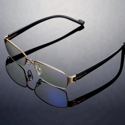 China Semi Rim Glasses Frame Fancy 18K Gold Custom Eyeglasses With Buffalo Full Temples And Half Rim Frame for sale