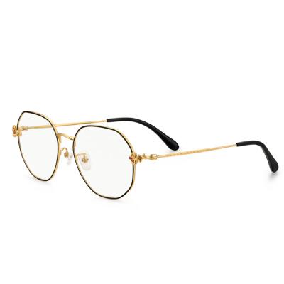 China Fashionable Business Titanium Glass Frame Gemstone Optical Sight Glass Frame Titanium Gold Full Rose Silver Gold Color Glass Frame for sale