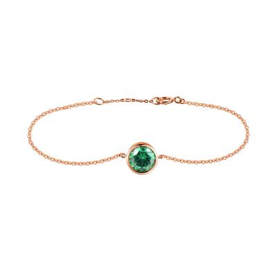 China Fashion Jewelry Romantic 18K Pure Gold Chain Bracelet Inlaid With Synthetic Emerald For Girls for sale