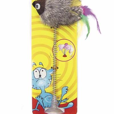 China Factory Wholesale Viable Cat Playing Toy Kitty Wand Funny Toy Plush Cat Toy Stick With Suction Cup for sale