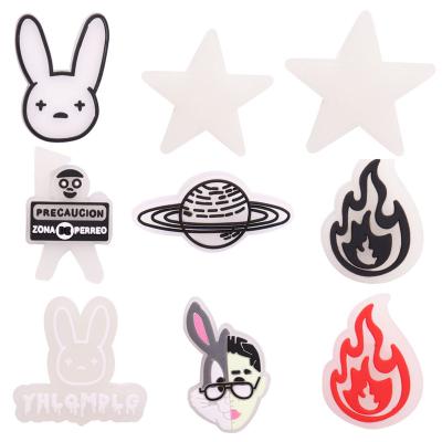 China Wholesale 10Pcs+ Soft Customize Luminous PVC Shoe Charm Designer Shoe Decorations Bunny Food Miss You Kids for sale