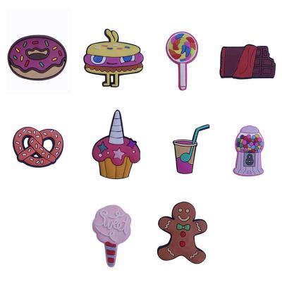 China Wholesale PVC Soft Desserts Drinks Cookies Gingerbread Shoe Accessories Kids Garden Shoe Decorations Fit DIY Croc Charms Shoe Charm for sale