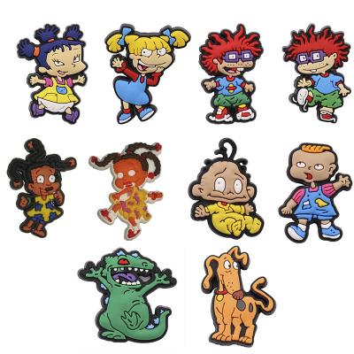 China Cartoon Soft Cute Running Design PVC Rubber Shoe Charms Buckles Accessories Decorations For Clog Shoes Kids Gift for sale