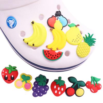 China Wholesale Softly 10 Pcs+ Customize PVC Shoe Charm Fruit Banana Cherry Charms Designer Charms Shoe Decorations for sale