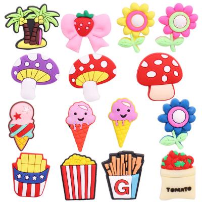 China Wholesale Softly 10 Pcs+ Customize PVC Shoe Charm French Fries Ice Cream Flowers Charms Designer Shoe Charms Decorations for sale