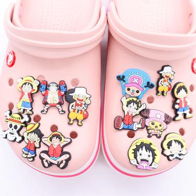 China Wholesale Soft Customize Japanese Anime Luffy Designer DIY PVC Shoe Charm Croc Charms Shoe Decorations Kids Gift for sale