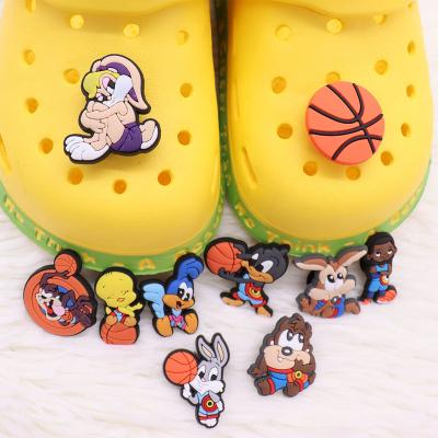 China Wholesale Softly Customize Famous Cartoon Rabbit Basketball DIY PVC Shoe Charm Croc Charms Shoe Decorations Kids Party Gift for sale