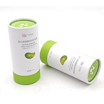 China Eco - Friendly Custom Design Printed Cosmetic Skin Food Powder Cylinder Box Packaging With Rolled Edge for sale