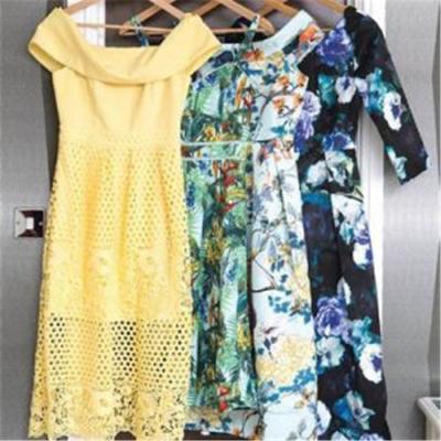 China Factory Wholesale Casual Stock in 45kg Bales Fashion Design Second-Hand Lady Dress Cotton Silk Women Used Dress Used Clothes for sale