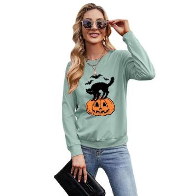 China NEW Halloween Chef HOT Smiley Cat Print Pumpkin Sweatshirt 2021 Breathable for sale