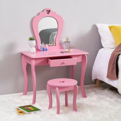 China Foldable Leather Dresser Luxury Korean Furniture Dressing Tables Wooden Kids Children Make Up Table for sale