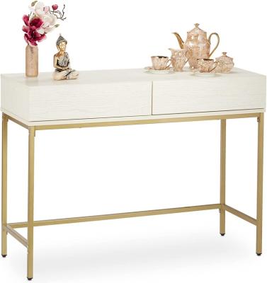 China American Adjustable Luxury Mirror Cabinet Modern White Marble Console Table With Gold Base for sale