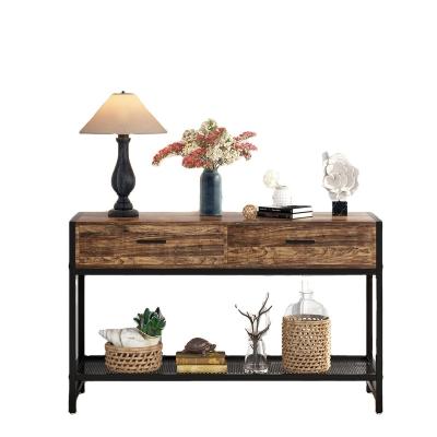 China Brown Adjustable Cheap Entryway Furniture Royal (Height) Industrial Living Room Console Table With Drawers for sale